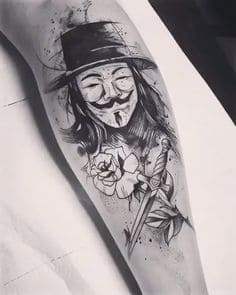 Anonymous V per Vendetta Tattoo Uomo Avambraccio