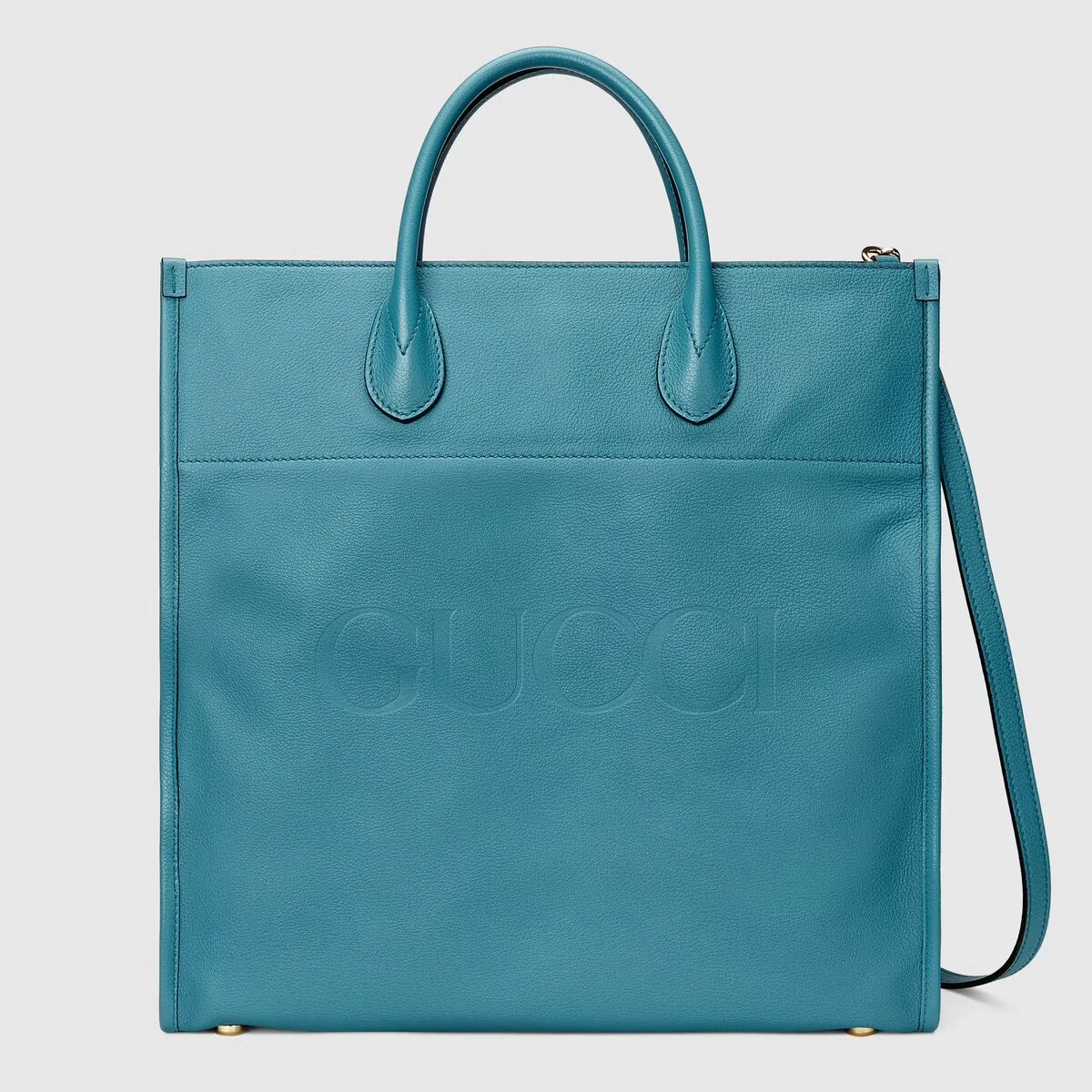Borsa Shopping con Logo Gucci Misura Media Pelle Blu