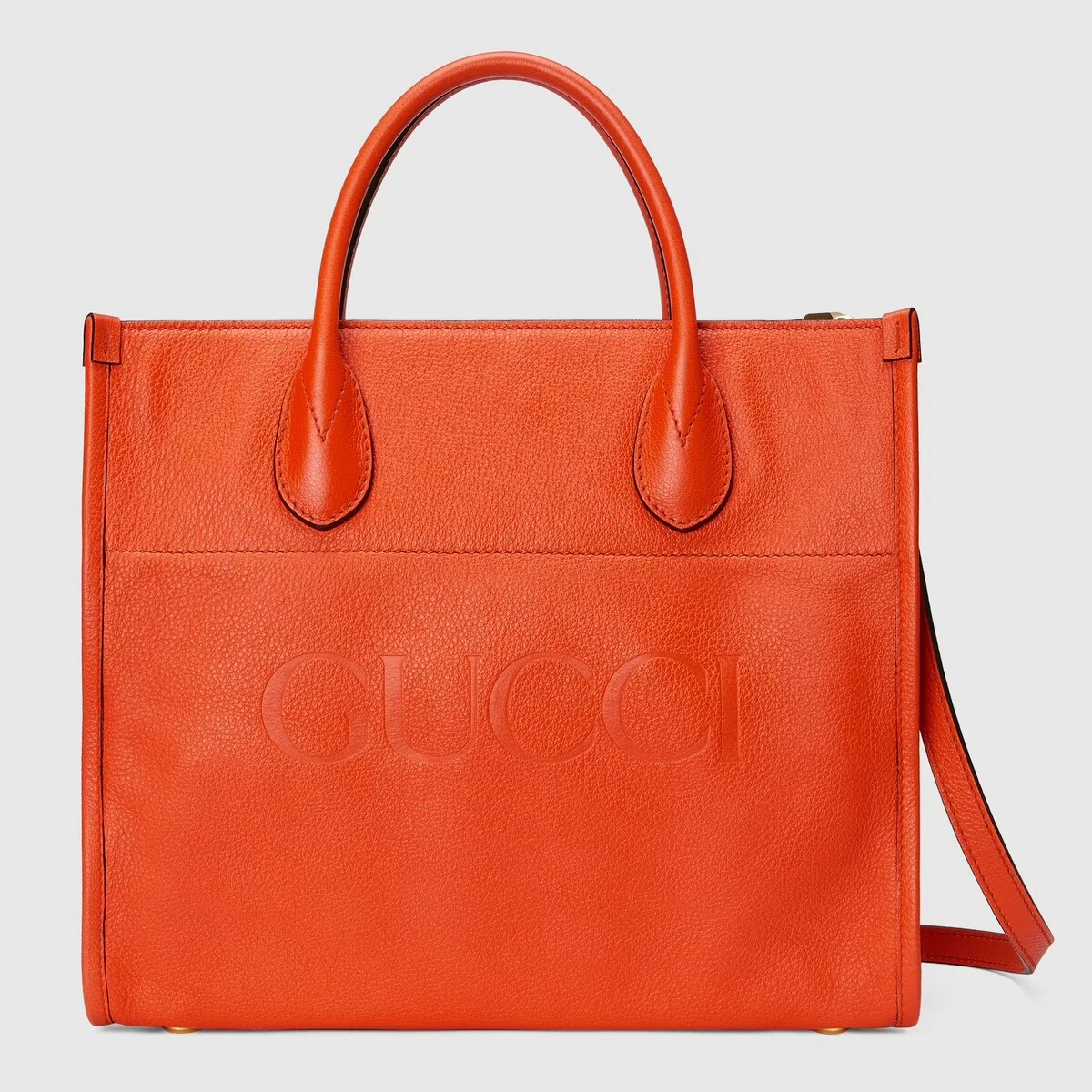 Borsa Shopping con Logo Gucci Misura Piccola Pelle Arancione