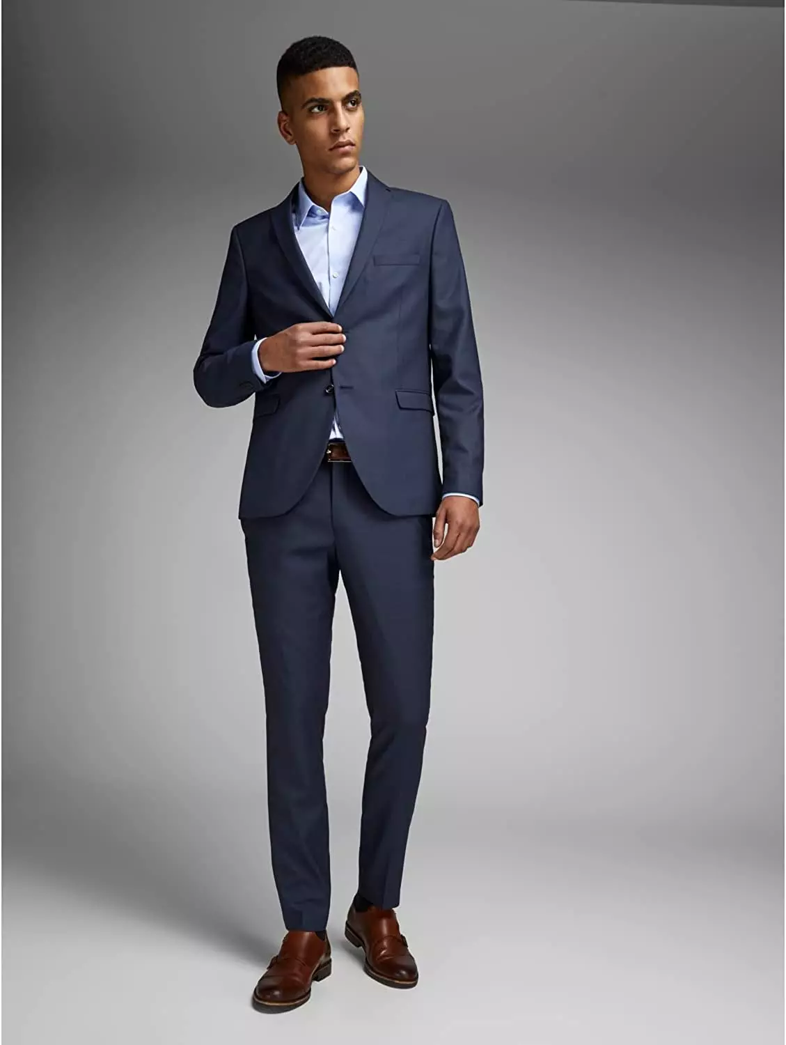 Semplice Stile Elegante Uomo Camicia Pantaloni Blu